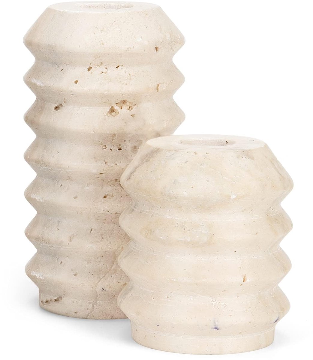 Ibenzoa® Elegant Set van Twee Natuurlijke Marmeren Kandelaars voor Verschillende Gelegenheden