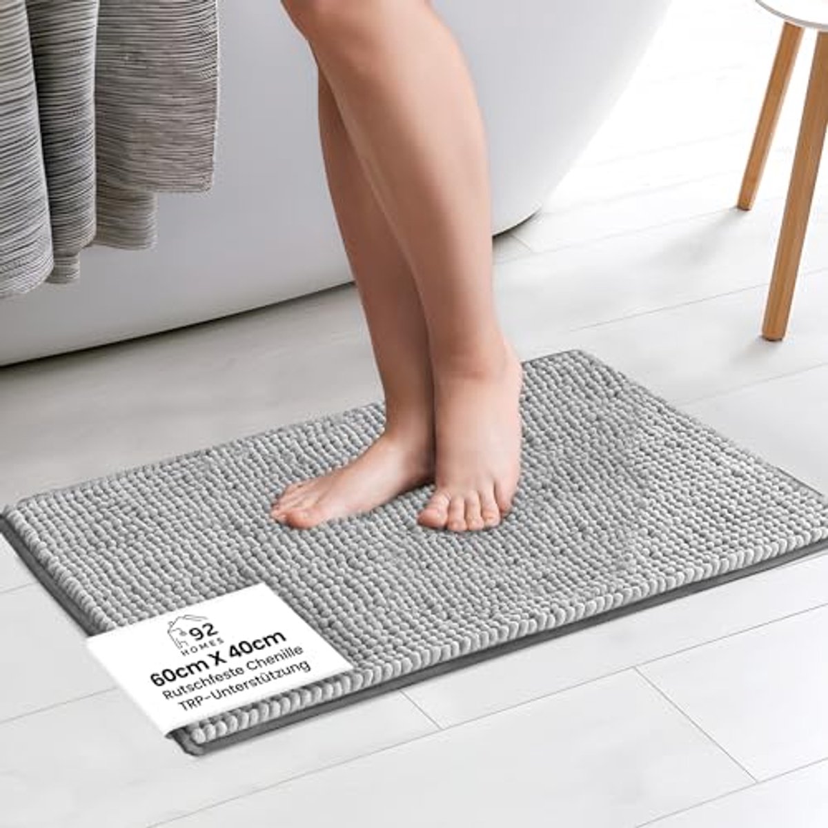 92 Home Chenille Badkamertapijt Antislip Badmat Wasbare Badmat Zachte Badmat Absorberende Douchemat voor Badkamer - 40 x 60 cm