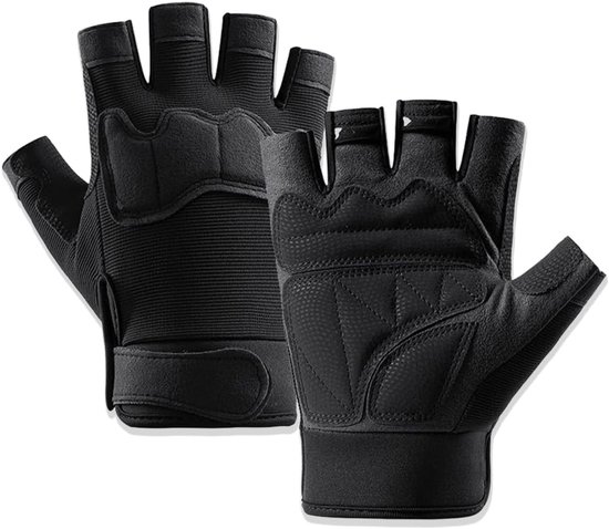 Foto: Motorhandschoenen mtb fietshandschoenen tactische halve vinger handschoenen fietshandschoenen voor dames en heren fietshandschoenen voor outdoor camping wandelen fietsen training maat l 
