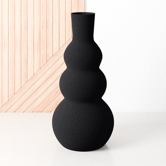 Dastium Home - Grand vase noir H40 cm - Vase boule haut pour l'intérieur ou comme vase à fleurs décoratif, vase rond coloré en bioplastique