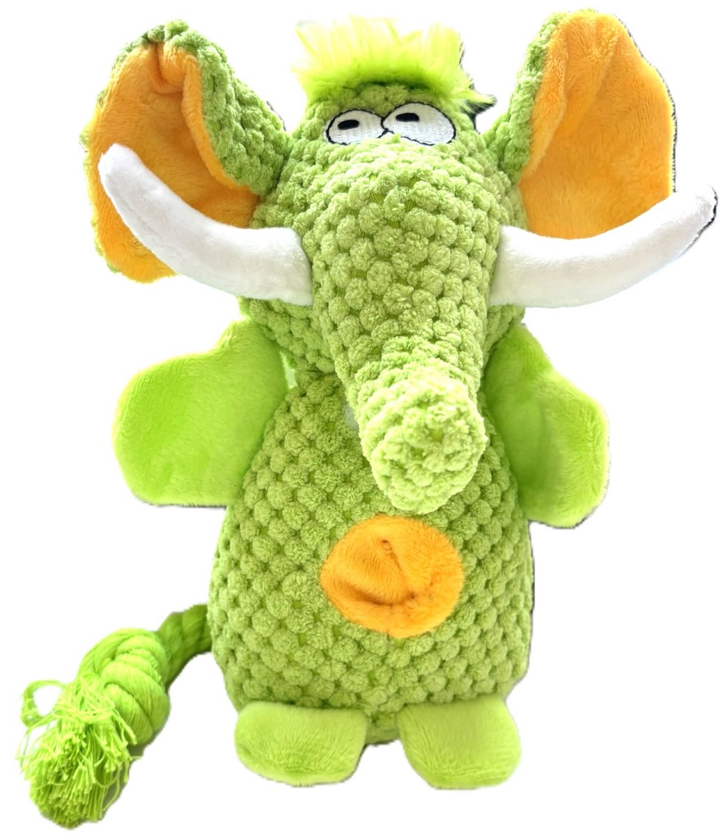 Cavlicious® hondenspeelgoed hondenknuffel - olifant - groen