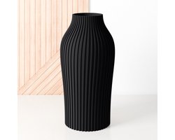 Fleuriek - Grote Vaas Zwart - H50 cm - Vaas voor zijdenboeket of droogbloemen - Cadeau voor haar - Duurzame tafeldecoratie van gerecycled plastic - Strakke moderne vaas