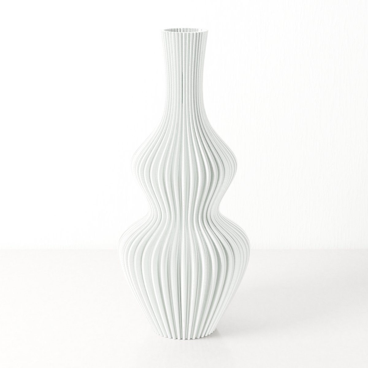 Fleuriek Grote Vaas - Silk wit - H50 cm - Vaas voor zijden bloemen - Moderne decoratieve vaas gemaakt van duurzaam kunststof - Geribbelde vaas