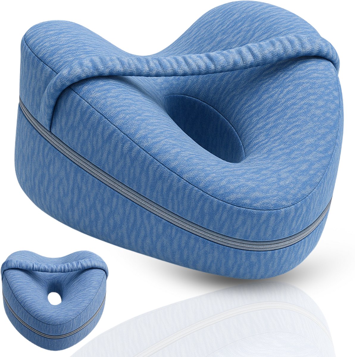 Vestifex® Kniekussen Voor In Bed - Beenkussen Zijslaper - Zijslaapkussen - Orthopedisch Traagschuim - Blauw