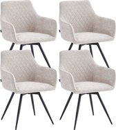 Colenis® - Sierra Eetkamerstoel - Set Van 4 - Beige - Chenille Stof- Industrieel - Draaibaar - 360°