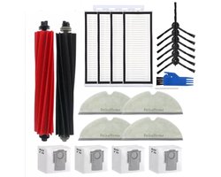 PolkaHome Complete accessoireset geschikt voor Roborock Q8 Max+/Q8 Max/Q5 Pro+/Q5 Pro robotstofzuiger – Inclusief 2 hoofdborstels, 4 HEPA-filters, 4 reinigingsdoeken, 6 zijborstels, 4 stofzakken en een schoonmaakborstel