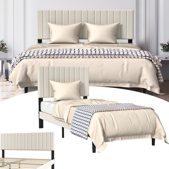 Gestoffeerd Bed 140 X 190 Cm Met 4 Lades En Hoofdeinde - USB Poort Leds Pu Leer Zwart Zonder Matras