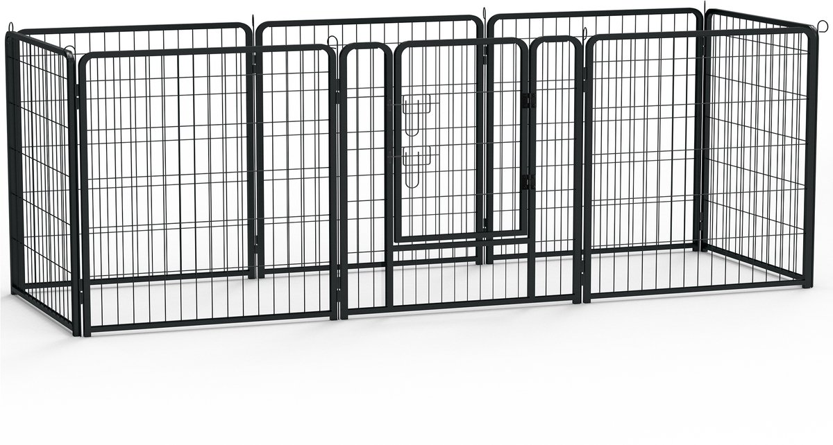 Aufun buitenren puppyren 8-rooster opvouwbare dierenren, puppyren buitenren, hondenren met deur voor honden konijnen katten, elk 80x80cm