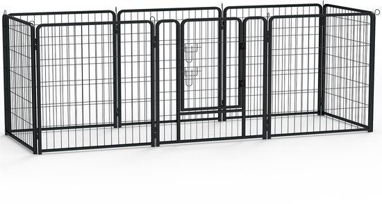 Aufun buitenren puppyren 8-rooster opvouwbare dierenren, puppyren buitenren, hondenren met deur voor honden konijnen katten, elk 80x80cm