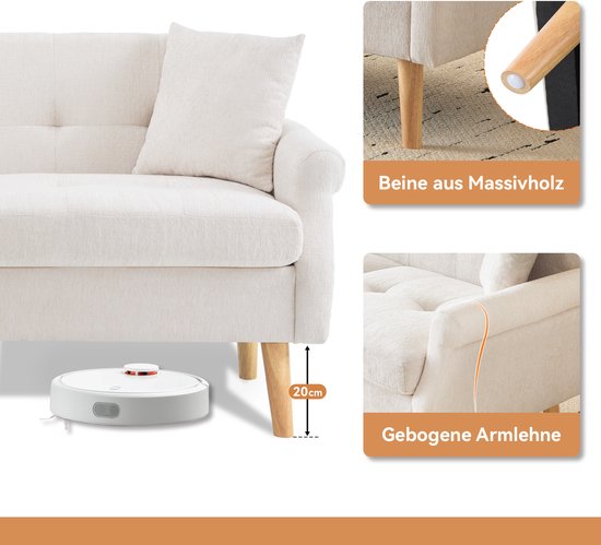 Yaheetech Loveseat, 2-zitsbank, kleine bank met 2 kussens en armleuningen, moderne linnen bank, 2-delige loungeset, comfortabele bankset voor woonkamer, slaapkamer, donkergrijs
