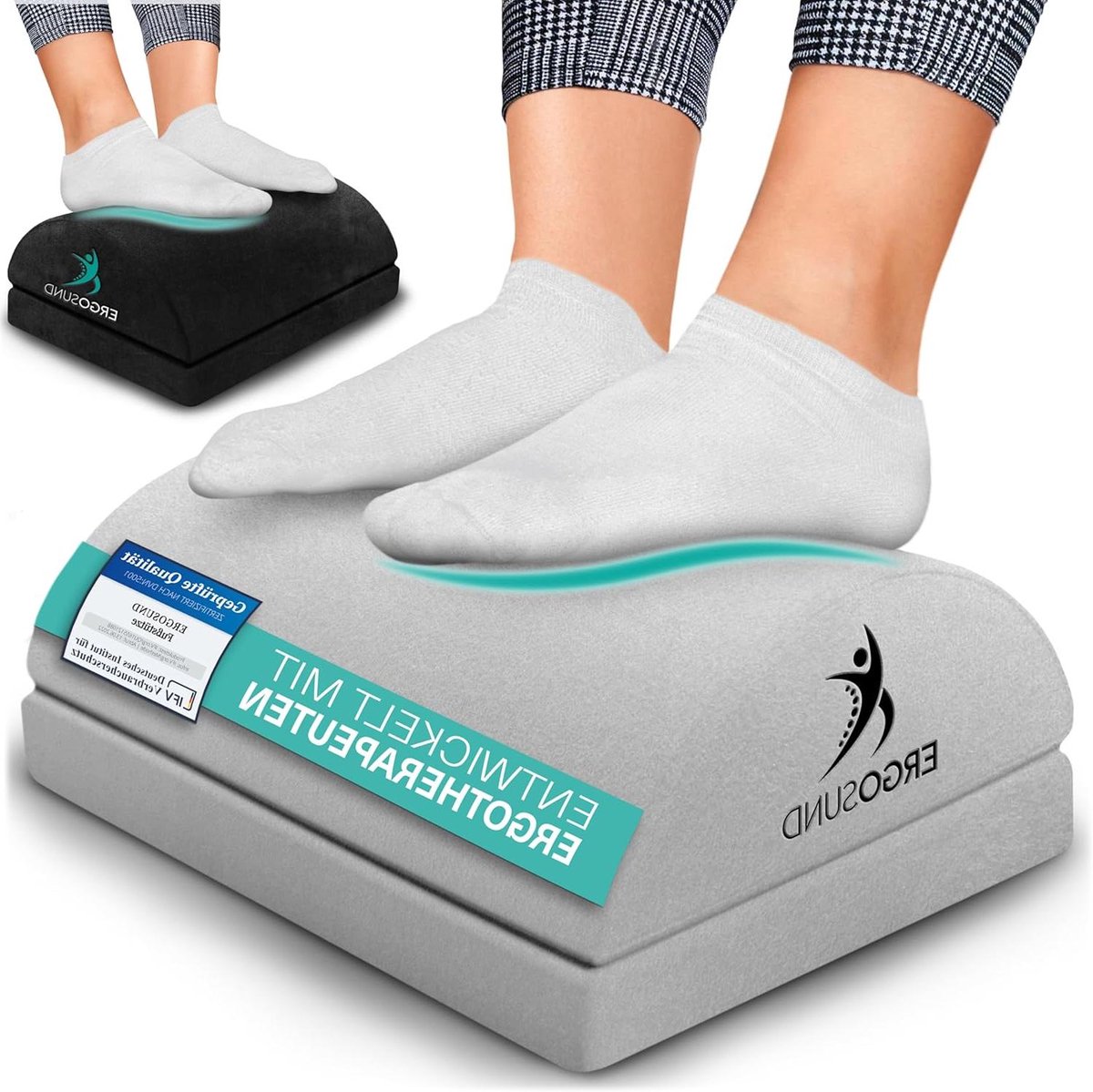 Voetsteun bureau testwinnaar premium schuimkern in hoogte verstelbaar met antislip - Ergonomische voetensteun voor thuiskantoor - Accessoires voetenbank