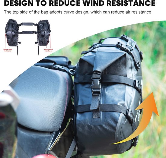 WILD HEART Motorzadeltassen, waterdicht, 36 l (18 l x 2