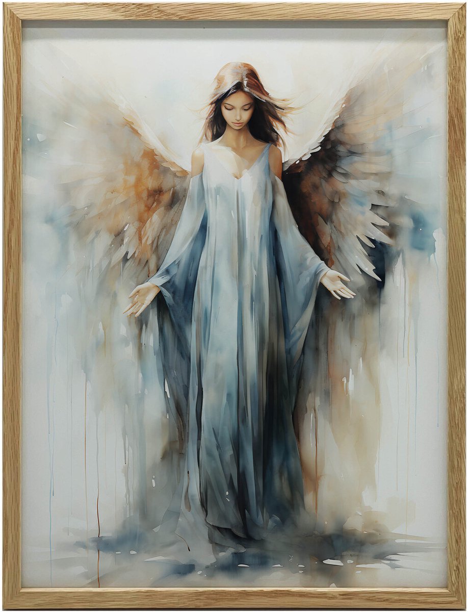 Canvasschilderij Spirituele Charme Van De Blauwe Engel Zonder Lijst 50X70