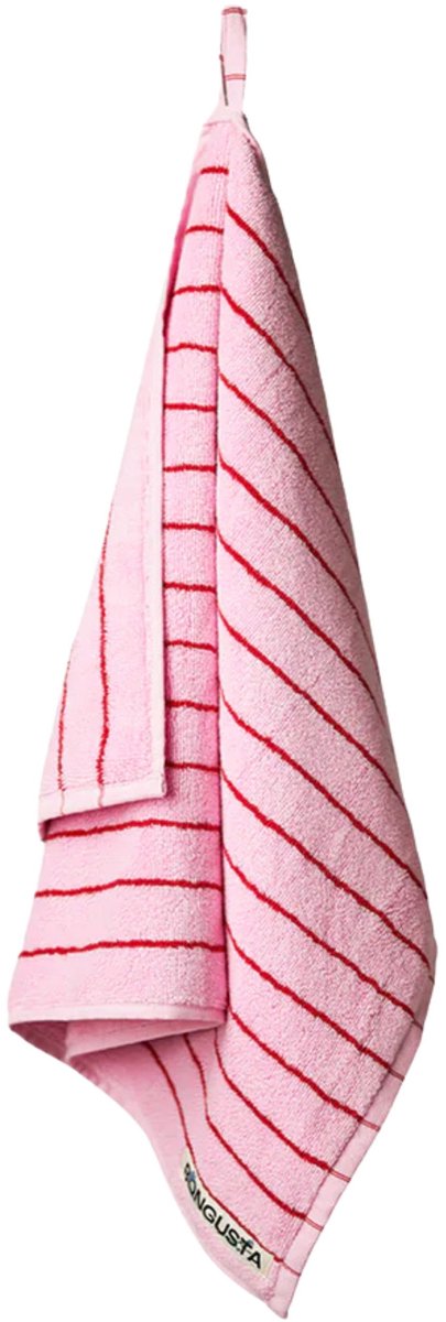 Bongusta - Naram Collectie - Strandlaken - Grote badhanddoek - kleur Baby pink & Ski Patrol (Roze & Rood)