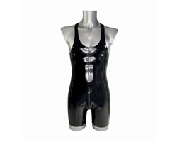 Latex rubberen bodysuit - Open kruis en billen functie - Rits - 100% Latex - Jumpsuit