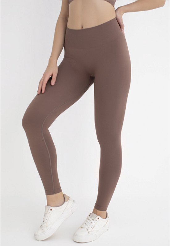 Dames Sportlegging - Sportkbroek - Shape & Liftend Effect - Push up - Squatproof - High waist - Bruin - Maat XS/S van Merkloos — afbeelding 3