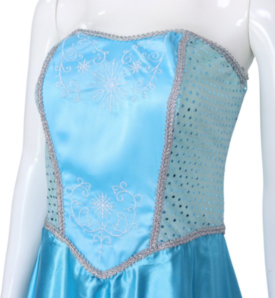 Joya Party® Verkleed Jurk Volwassenen | Blauwe Glamour Jurk | Carnaval Verkleedjurk Dames | Prinsessenjurk Vrouwen | ijsprinces | Carnavalskleding | Maat L