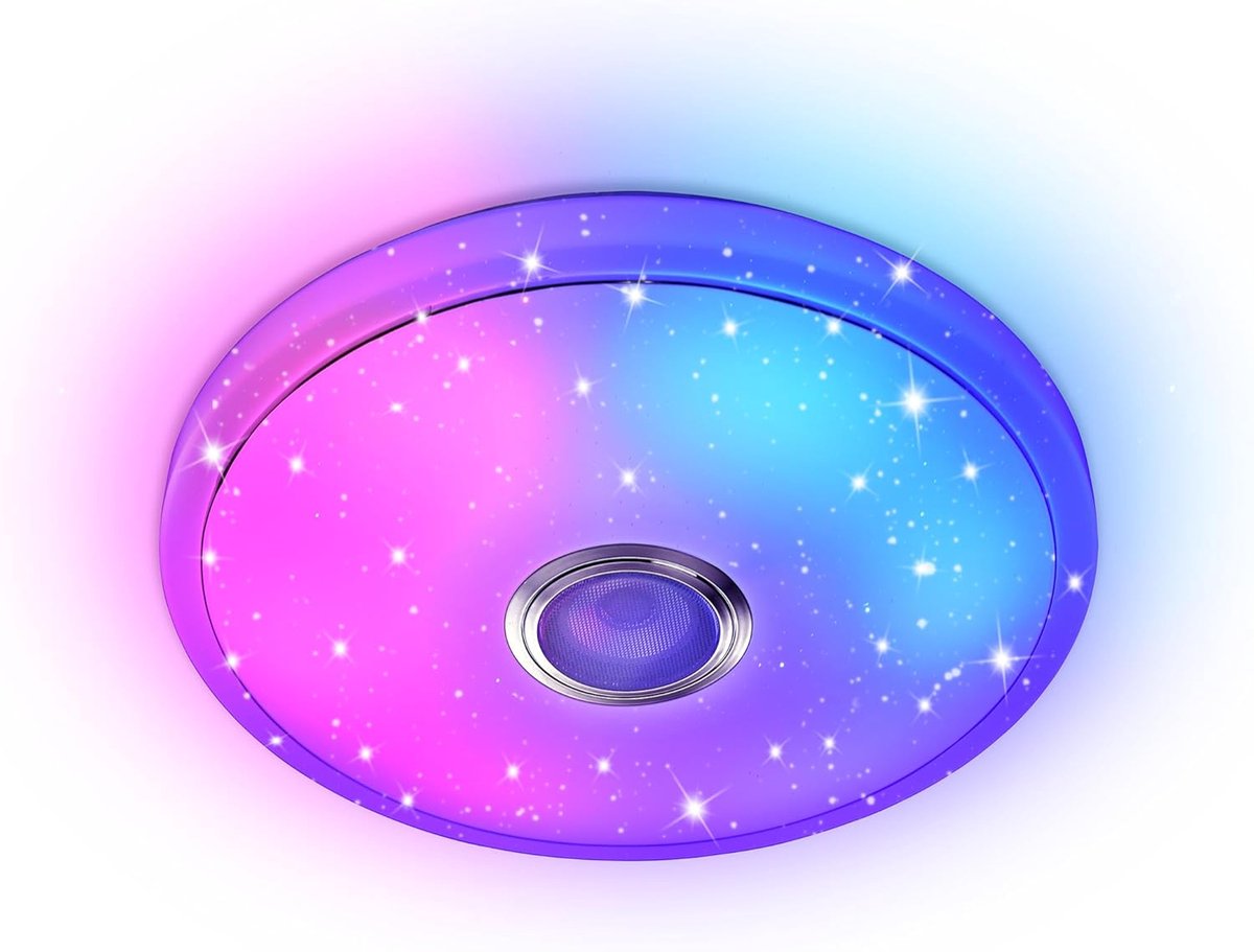 Aufun Led Plafondlamp 36W Dimbare Plafondlamp met Bluetooth-luidspreker Afstandsbediening APP-bediening Plafondlamp Sterrenhemel voor Slaapkamer Woonkamer Kinderkamer