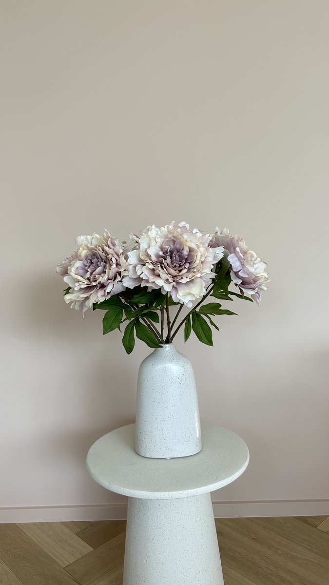 BLOEMM. – Luxe Zijden bloemen- Pioenbloemen – Kleur Mauve / Licht Paars - Set van 6 – Realistische Kunstbloemen – Hoge kwaliteit – Zonder Vaas