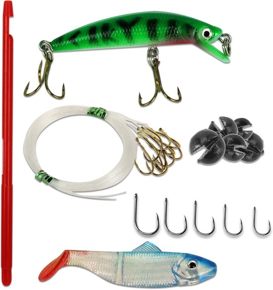 Set de pêche XQMax - Mallette de 115 pièces - Matériel de pêche - Leurres - La pêche - Flotteurs - Accessoires de vêtements pour bébé de pêche - Pour petits et grands