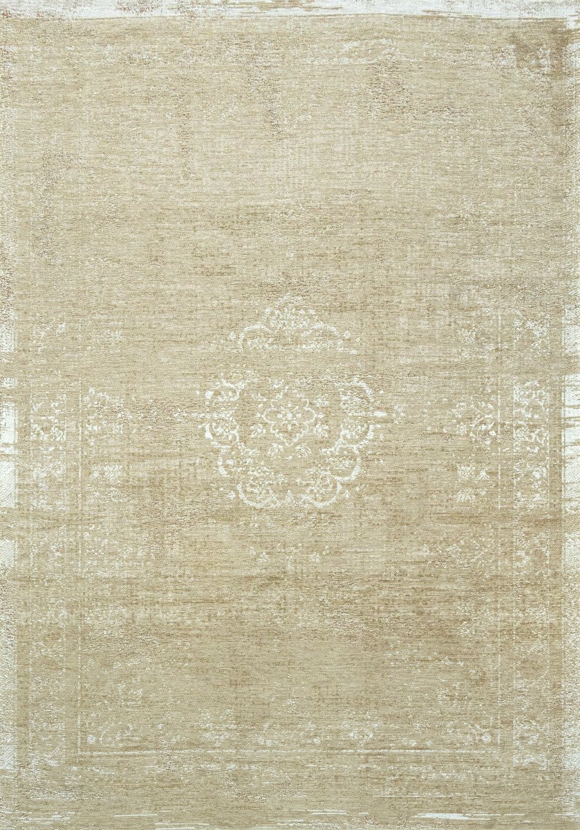 Wasbaar Binnen & Buiten Vloerkleed - 80 x 150 cm - Louis De Poortere Medaillon Milk Curry - Laagpolig Tapijt - Gerecycled PET - Made in Belgium - Circulair