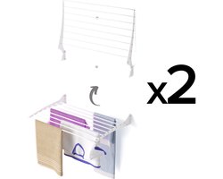 2x Foxydry Fold 82 cm white wasdroogrek wandmontage clicksysteem - 82 x 50 x 10 cm