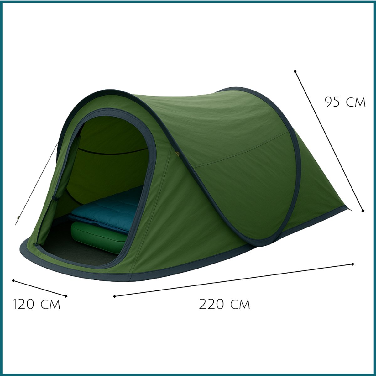 HIXA Pop-Up Tent - 1 Persoons - Groen - festival - 210x120x95cm - Kamperen – foto 5