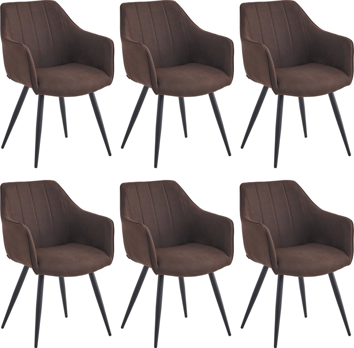 Colenis Verto Eetkamerstoel - Set Van 6 - Bruin - Microfiber Stof - Microvezel - Industrieel