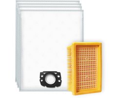 4x Dparts stofzuigerzakken en 1 vlakfilter - geschikt voor Karcher WD4 MV4 - WD5 MV5 - WD6 MV6 premium series - stofzak en filter - nr. 2.863-006.0 - 28630060 - 2.863-005.0 - 28630050