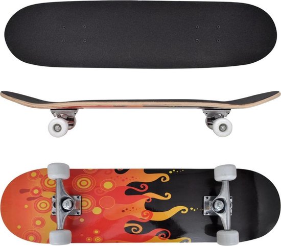 vidaXL Ovaal skateboard met vuur design 9-laags esdoorn hout 8"