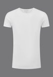 Wit Slater t-shirt met ronde hals en korte mouwen, 95% organisch katoen en 5% elastan.