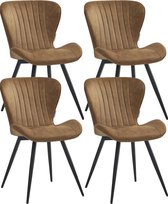Bol.com Colenis® - Star Eetkamerstoel - Set van 4 - Cognac - Microvezel - Microfiber - Industrieel - Design - Eetkamerstoelen - ... aanbieding