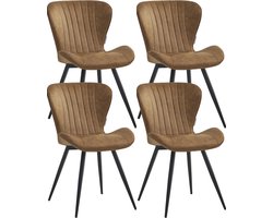 Colenis® - Star Eetkamerstoel - Set van 4 - Cognac - Microvezel - Microfiber - Industrieel - Design - Eetkamerstoelen - Stoel