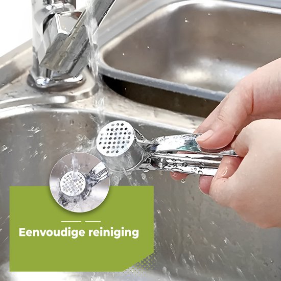 HI NATURE™ Presse-ail en acier inoxydable - Presse-ail/Presse-gingembre - Presse-ail - Presse-ail à poignée ergonomique - Passe au lave-vaisselle | Ovale, argent