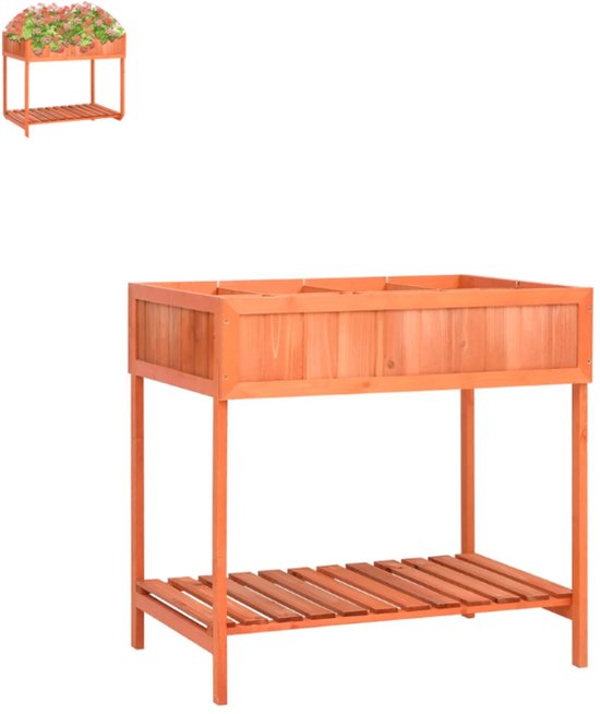 Jardinières d'extérieur pour herbes aromatiques - Table de culture - Potager sur pieds - Terrasse - Résistant aux intempéries - Jardinières - 96 litres - Bois de pin