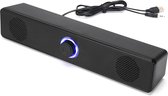 Luidspreker - USB Soundbar - Bedrade Regelaar - Voor Computer - Stereo Geluid - Voor Werk & Spel - Zonder Bluetooth - Zwart - Lang Formaat - 1 Stuk