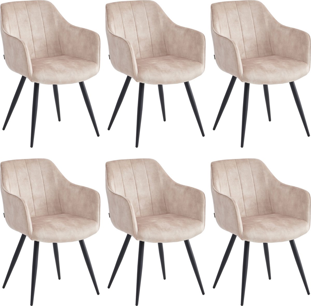 Colenis Verto Eetkamerstoel - Set Van 6 - Beige - Adoré Velvet - Industrieel