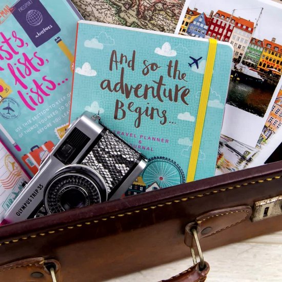 Reisdagboek met Goudfolie, Opbergvak & Elastiek - Travel Journal - Vakantie Dagboek