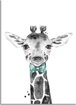 DesignClaud Giraffe Kinderkamerposter Strikje A4 + Fotolijst wit