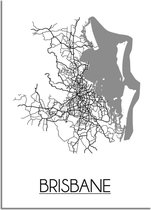 DesignClaud Brisbane Plattegrond poster A4 + Fotolijst zwart