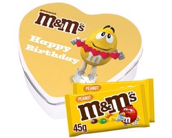 M&M's geschenkdoos hartje 'Happy Birthday' - chocolade met pindasmaak - verjaardagscadeau - 2 zakjes M&M's - 90g