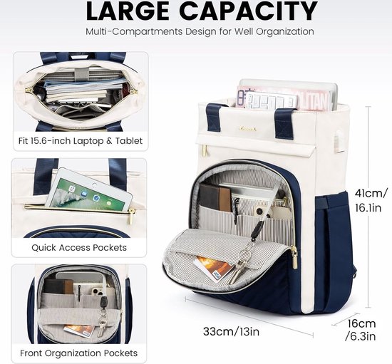 MAGIX Rugzak Laptop 17 Tourer Zwart. USB-oplaadpoort, waterbestendig, verborgen zak, ruimte voor maximaal 17 pc, brede tas, voor zaken/reizen/school. voor heren, dames, jongens en meisjes
