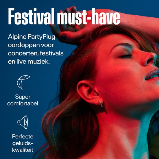 Alpine PartyPlug Oordopjes Festival - Nieuw & Verbeterd - 19dB Gehoorbescherming voor Muziek, Concerten, Feesten & Festivals - Hoge Muziekkwaliteit - Herbruikbare Oordopjes - 3 Maten S/M/L - Incl. Premium Filter & Opbergcase - Transparant