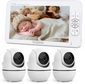 Lovinoo Babyfoon - Babyfoon met 3 Camera's – Baby Monitor - Hondencamera - Huisdiercamera - Op Afstand Bestuurbaar - Temperatuursensor - Uitbreidbaar Tot 4 Camera's - Terugspreekfunctie - Video & Audio – Baby Camera - 7.0 Inch Scherm