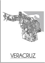 DesignClaud Veracruz Plattegrond poster A3 + Fotolijst zwart