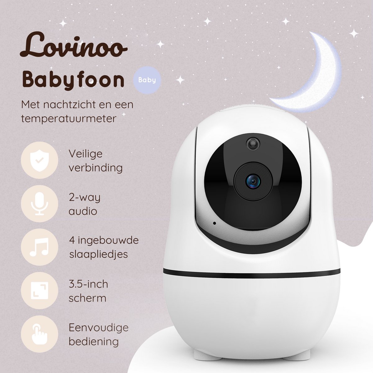 JDL Market Lovinoo Babyfoon met 3 Camera's en Temperatuursensor - afbeelding 2