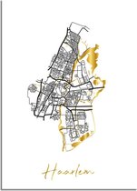 DesignClaud Haarlem Plattegrond Stadskaart poster met goudfolie bedrukking A2 poster (42x59,4cm)