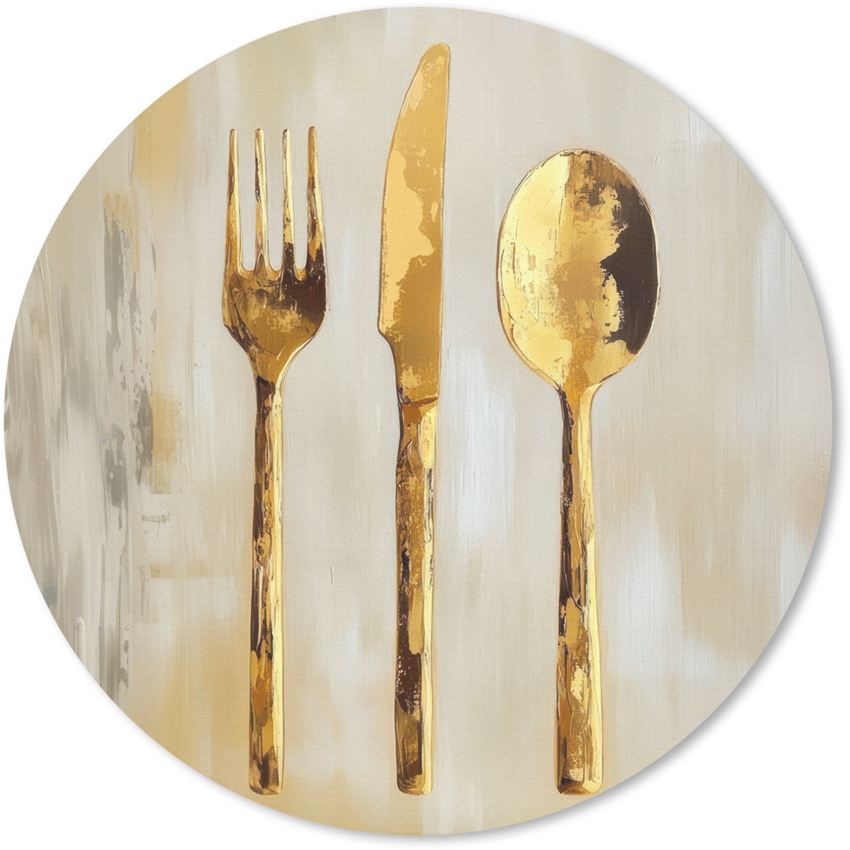 Muismat rond 40x40 cm - Mousepad Verf - Goud - Bestek - Ronde muismatten
