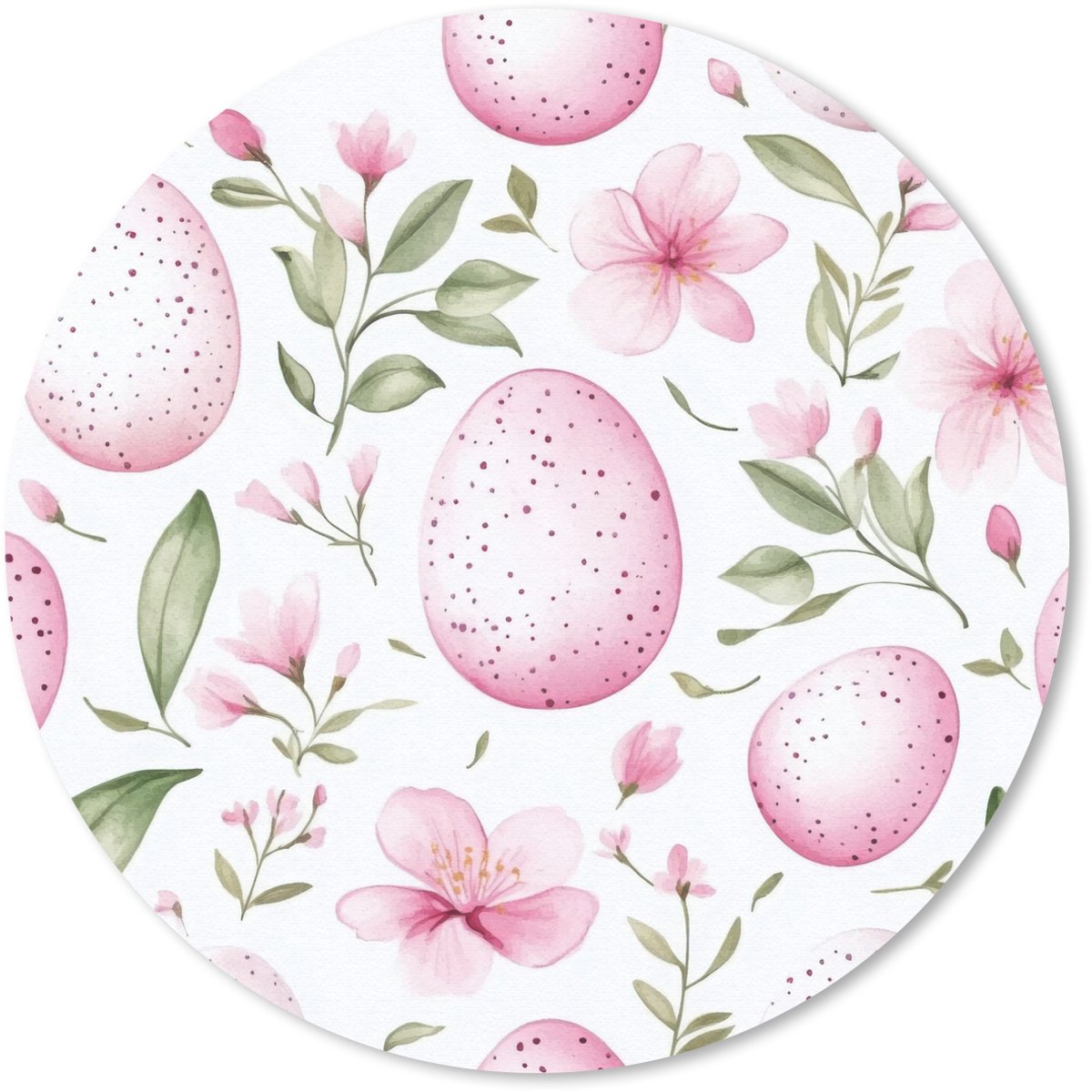 Muismat rond 30x30 cm - Mousepad Patroon - Eieren - Roze - Pasen - Ronde muismatten
