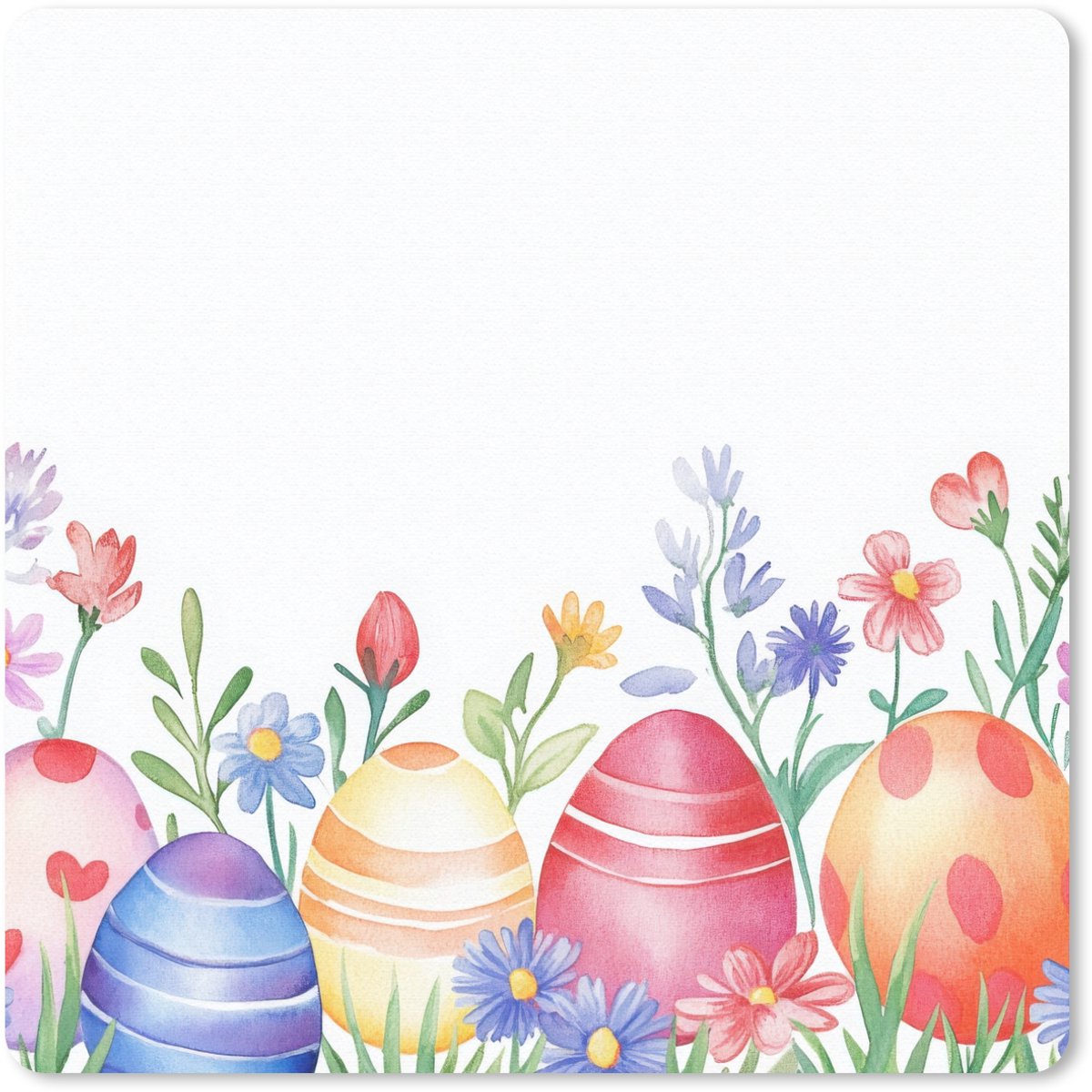 Muismat 20x20 cm - Mousepad Bloementuin - Kleurrijk - Eieren - Muismatten